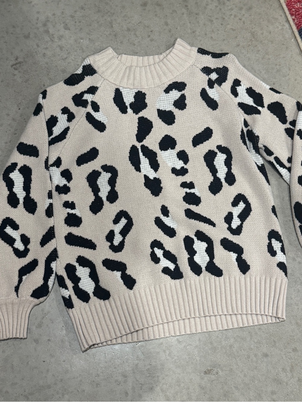 Beige Leopard-Print Crewneck Sweater